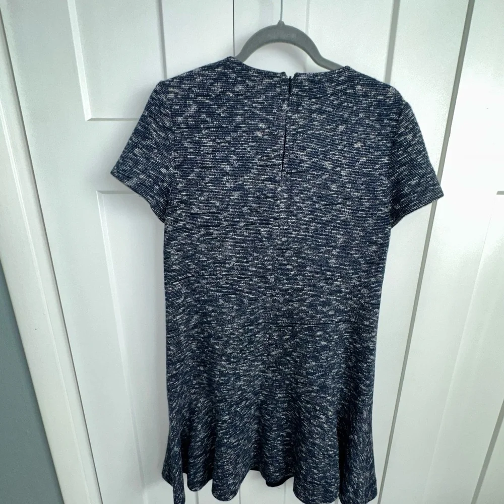 Tory Burch Margarite Flounce Dress Medium M Blue Marled Knit - Picture 4 of 8